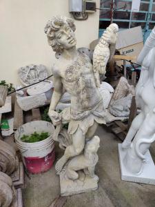 Magnifica scultura in pietra di Vicenza - Giovane cacciatore - H 110 cm